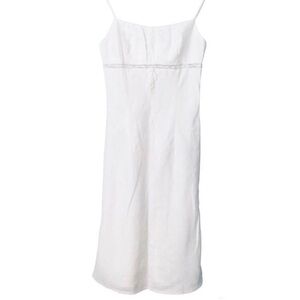 Forever 21 Elegant Linen White Strap Summer Youth Dress S . Run Small.